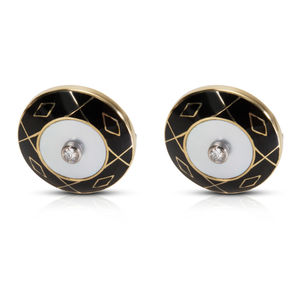 Deakin & Francis Diamond Men's Cufflinks Set in 18k Yellow Gold (0.25 CTW)